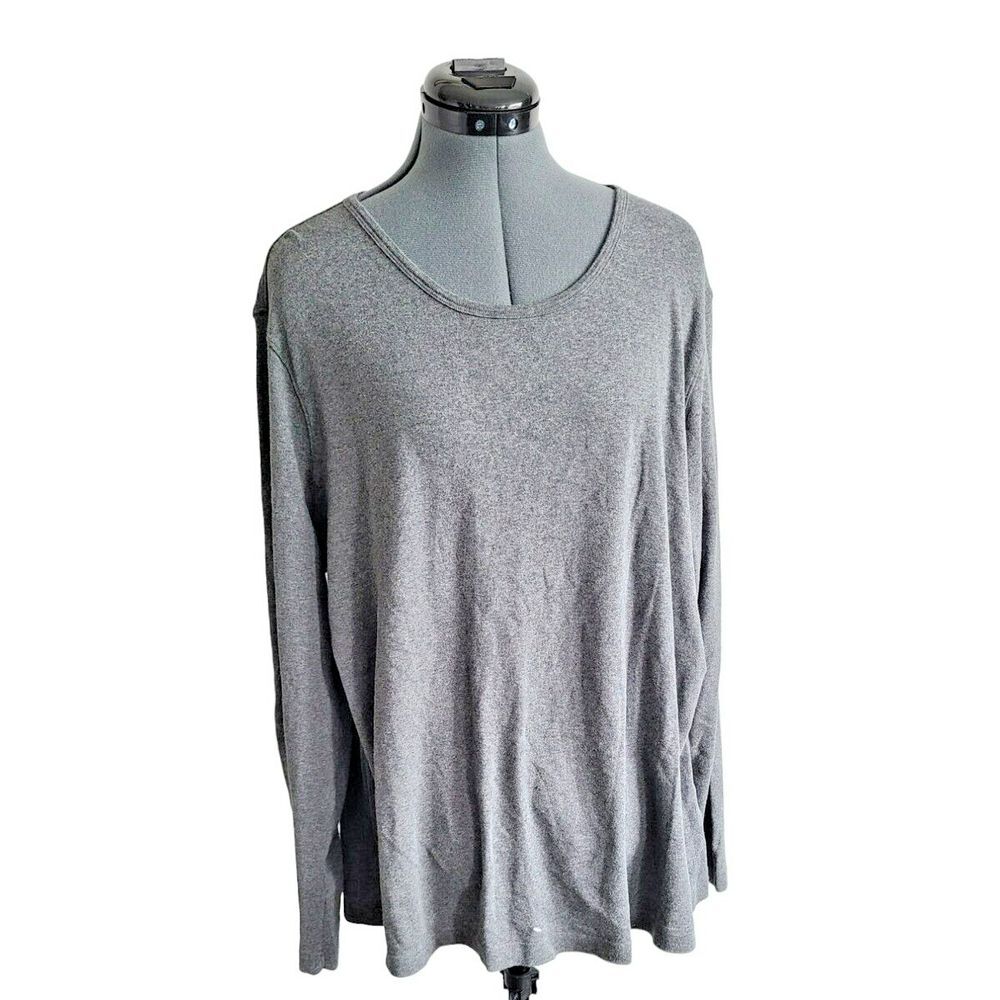 Duluth Trading Co Womens XXL Gray Scoop‎ Neck Long Sleeve Cotton T-Shirt Tee